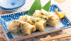 鮎の梅しそ巻き揚げ