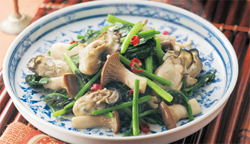 ほうれん草とかきのナンプラー炒め|株式会社松源|レシピ ほうれん草とかきのナンプラー炒め