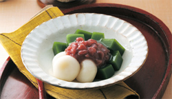 抹茶かんと白玉小豆