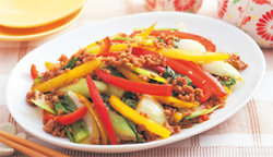 パプリカとチンゲン菜のオイスター炒め