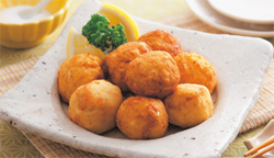 たけのこと桜えびの揚げ団子|株式会社松源|レシピ たけのこと桜えびの揚げ団子